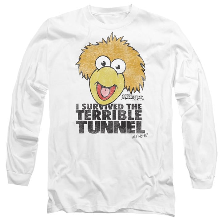 Men's White Other Fraggle Rock Terrible Tunnel Long Sleeve T-Shirt in Size 2XL, Sports Direct