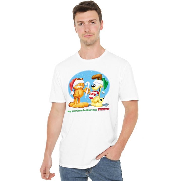Garfield Men's White Merry And Striped T Shirt in Size L, Sports Direct