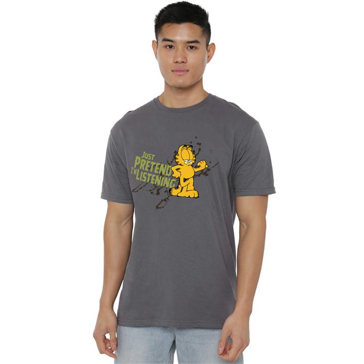 Garfield Men's Grey Just Pretend Im Listening T Shirt Charco in Size M, Sports Direct