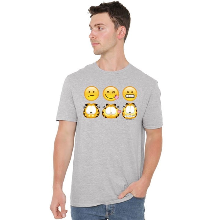 Garfield Men's Grey Emojis T Shirt Athletic Heather in Size 4XL, Sports Direct