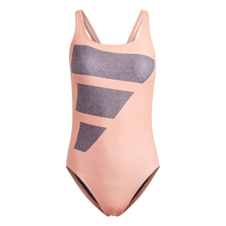 Adidas Women's Pink Big Bars Swimsuit in Size XS, Sports Direct