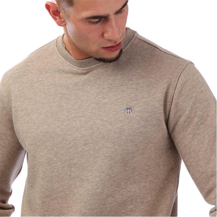 Gant Men's Brown Shield Logo Crewneck Sweatshirt 3XL