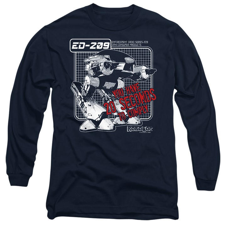 Men's Blue Other Robocop Ed 209 Long Sleeve T-Shirt Navy in Size 2XL, Sports Direct