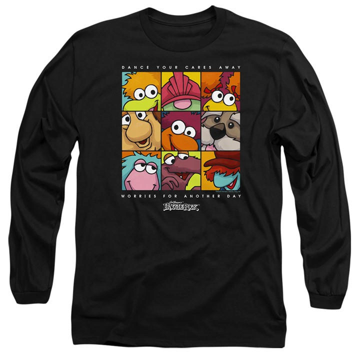 Men's Black Other Fraggle Rock Squared Long Sleeve T-Shirt in Size 2XL, Sports Direct