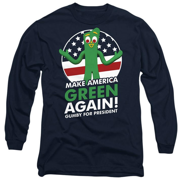 Men's Blue Other Gumby For President Long Sleeve T-Shirt Navy in Size L, Sports Direct