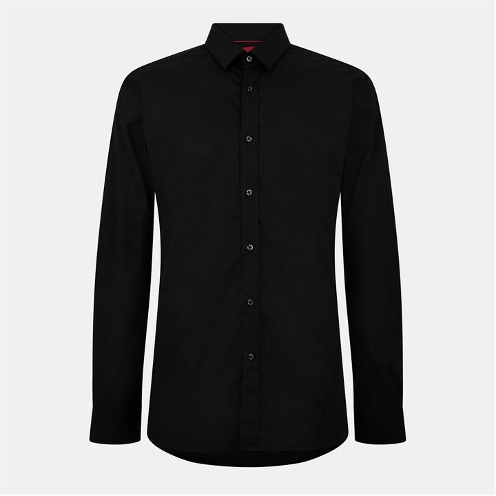 Hugo Men's Black Elisha Long Sleeve Plain Shirt in Size XL, Sports Direct