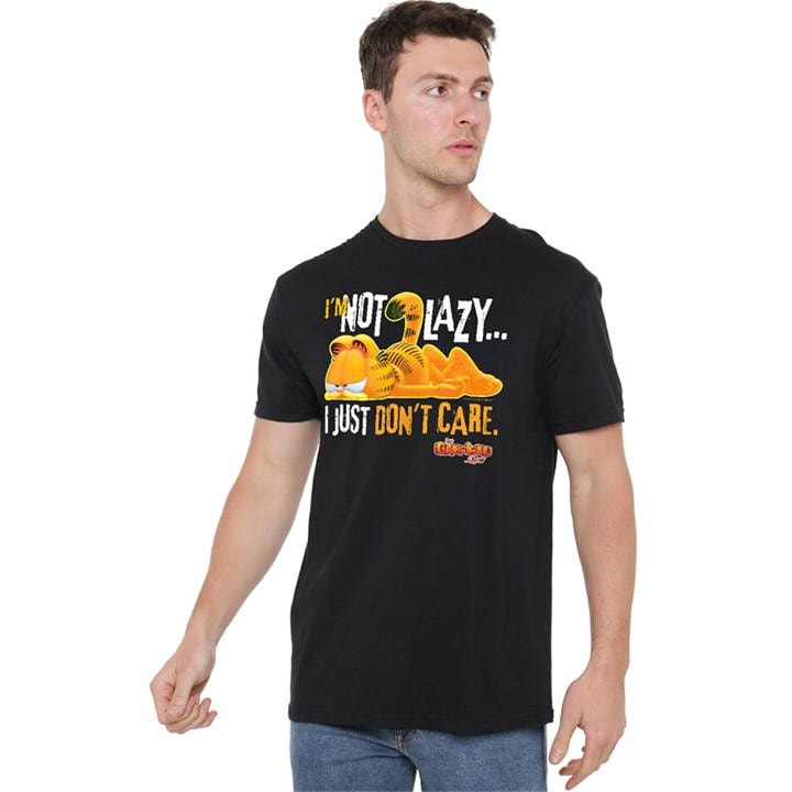 Garfield Men' Black Not Lazy T Shirt in Size S, Sports Direct