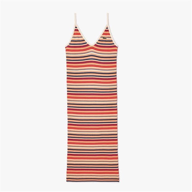 Lacoste Long Striped Cotton Dress
