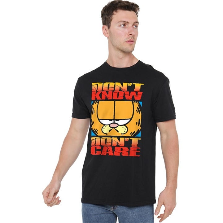 Garfield Men's Black Dont Know Dont Care T Shirt in Size 2XL, Sports Direct