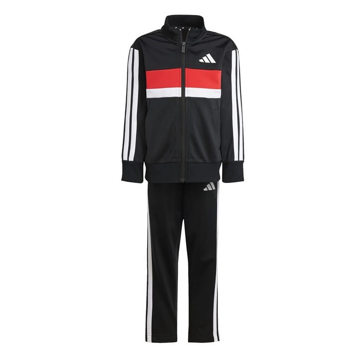 Adidas Boys Black Seasonal Essentials Tiberio 3-Stripes Tracksuit  in Size 3 - 4 Years, Sports Direct