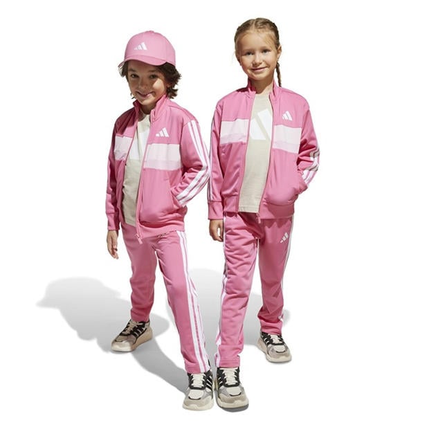 Розово/Бяло - adidas - Seasonal Essentials Tiberio 3-Stripes Tracksuit Infants