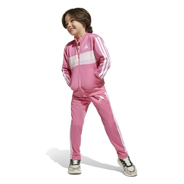 Розово/Бяло - adidas - Seasonal Essentials Tiberio 3-Stripes Tracksuit Infants