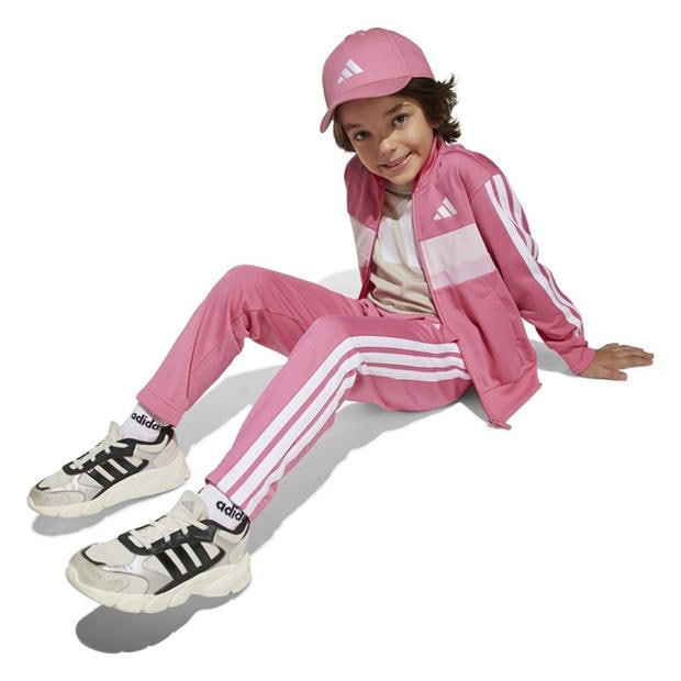 Розово/Бяло - adidas - Seasonal Essentials Tiberio 3-Stripes Tracksuit Infants