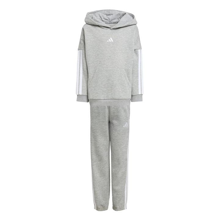 Adidas  Kids Grey 3-Stripes Essentials Fleece Tracksuit  in Size 6 - 7 Years, Sports Direct