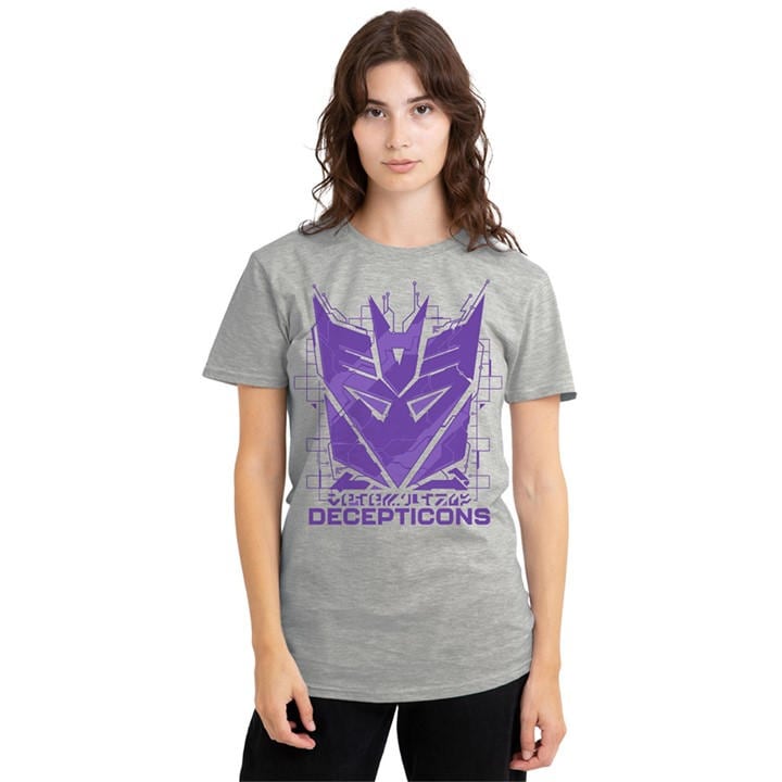 Hasbro Women's Grey Transformers Decepticon Tech Icon Logo T Athletic in Size M, Sports Direct