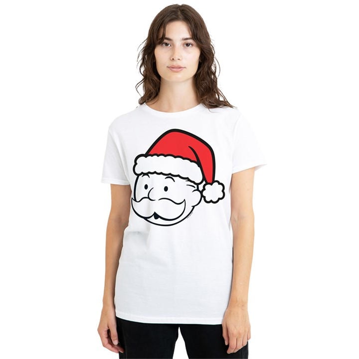 Monopoly Women's White Hasbro Santa Hat T Shirt in Size M, Sports Direct