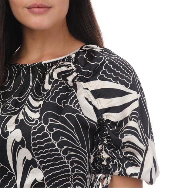 Black - Ted Baker - Faridda Printed Puff Sleeve Printed Mini Dress