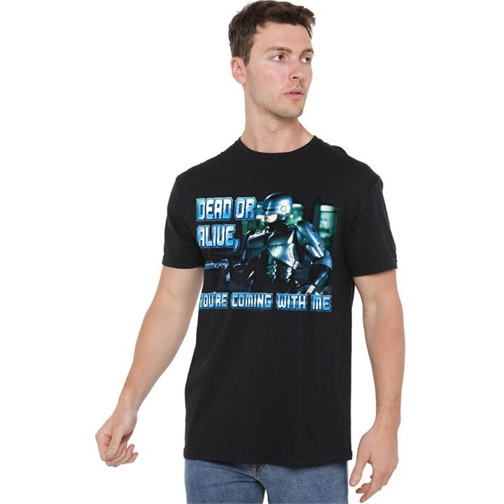 Men' Black Other Robocop Dead Or Alive T Shirt in Size S, Sports Direct