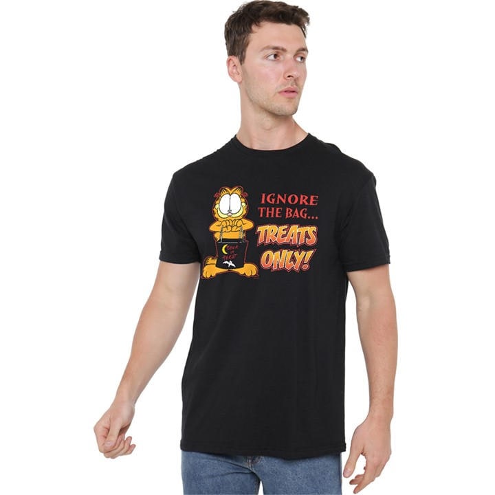 Garfield Men's Black Treats Only T Shirt in Size 3XL, Sports Direct