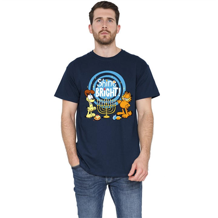 Garfield Men's Blue And Odie Shine Bright For Hanukkah T Shir in Size 2XL, Sports Direct
