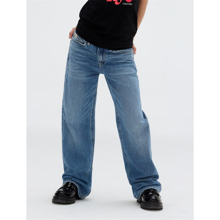 Calvin Klein Jeans Girls Blue Kids' Wide Leg Jeans in Size 8 - 9 Years, Sports Direct