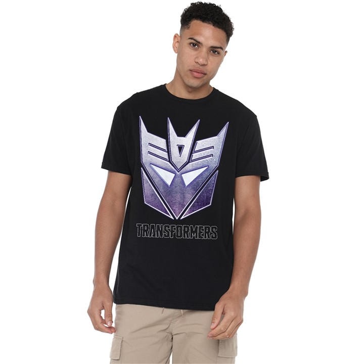 Hasbro Men's Black Transformers Generations Decepticon Steel Icon Log in Size L, Sports Direct