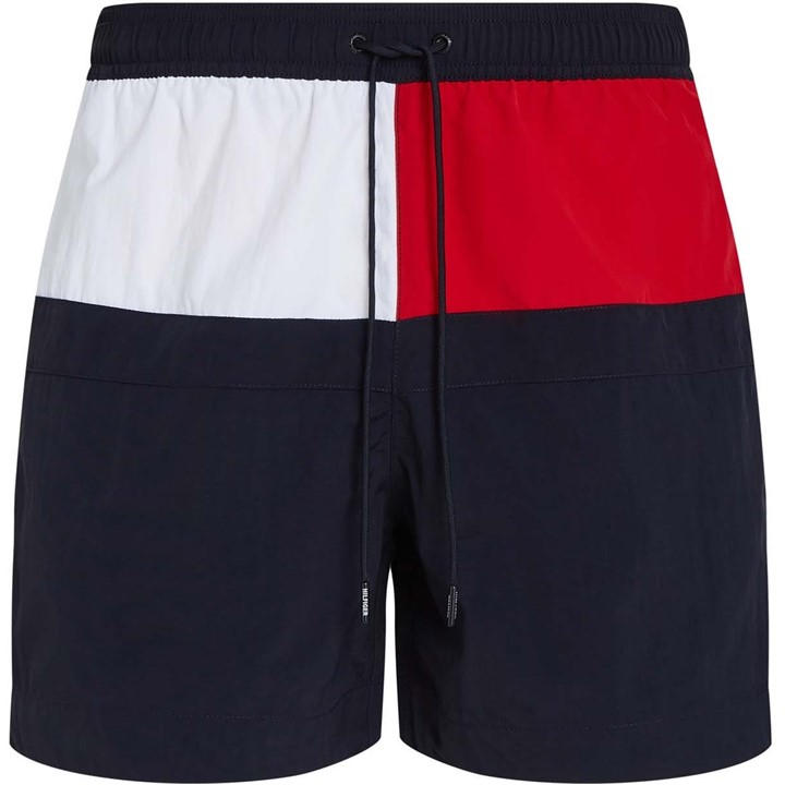 Tommy Hilfiger Men's Blue Flag Mid Length Swim Shorts