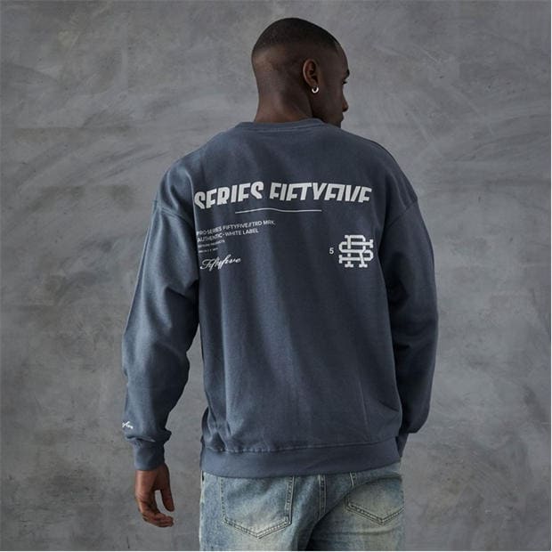 Синьо - Series 55 - Labach Front Back Logo Crewneck Sweatshirt