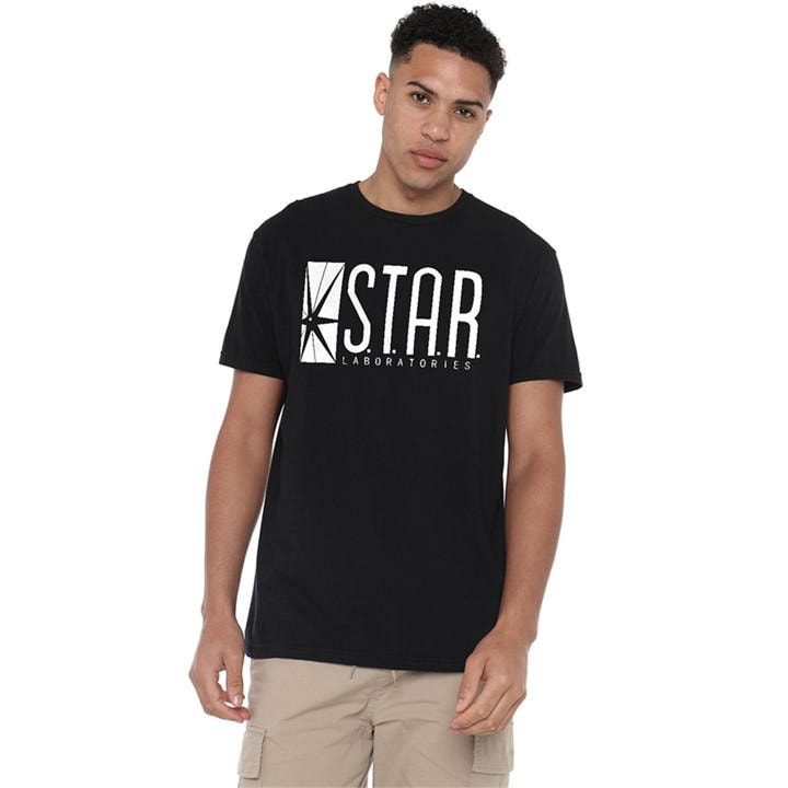 Dc Comics Men's Black Star Labs Cotton T-Shirt in Size XL, Sports Direct