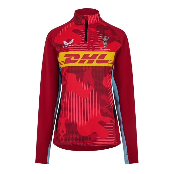 Castore Women's Red Harlequins 1/4 Zip Midlayer 2024 2025 in Size 18, Sports Direct