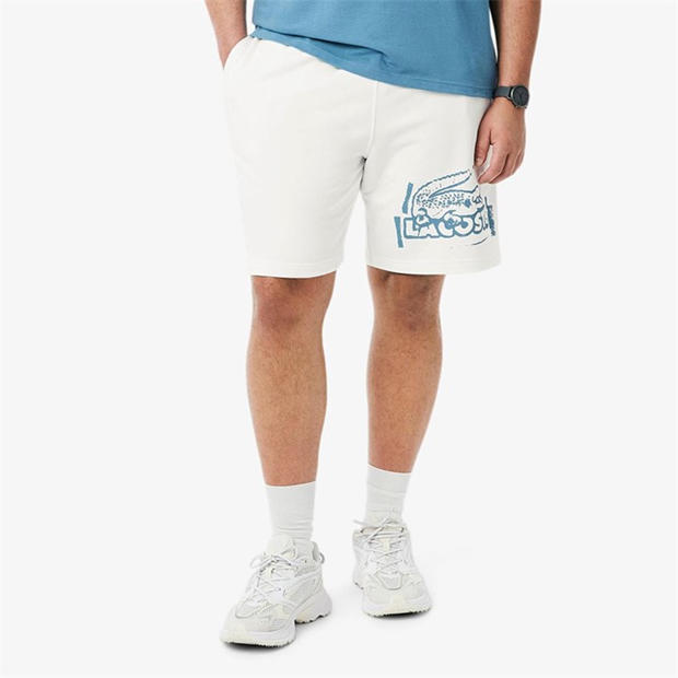 Cream - Lacoste - Cotton Graphic Fleece Shorts