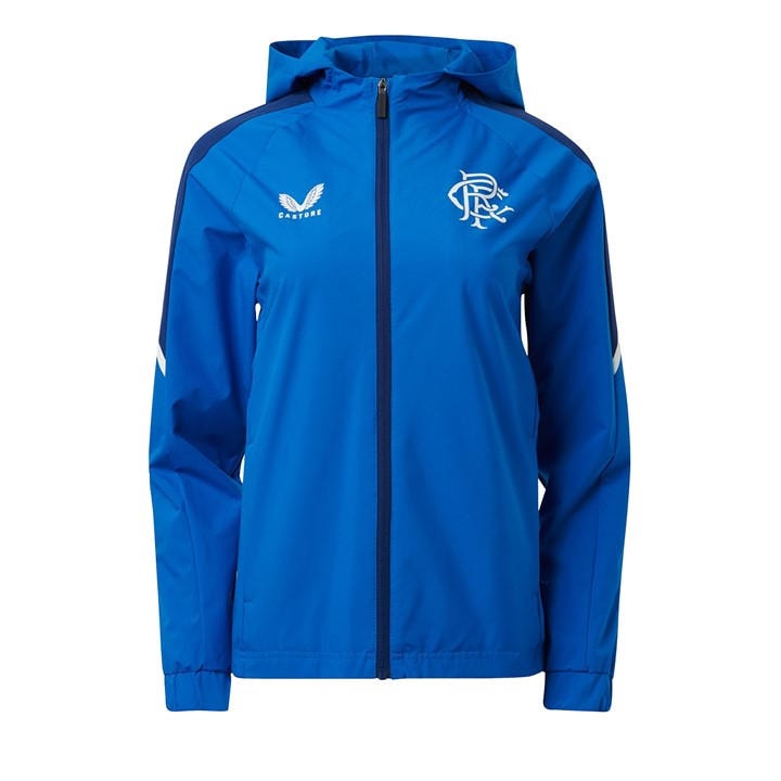 Rangers  Women's   Lightweight Waterproof Packable Rain Anorak, Football by Castore in Size 10, Sports Direct