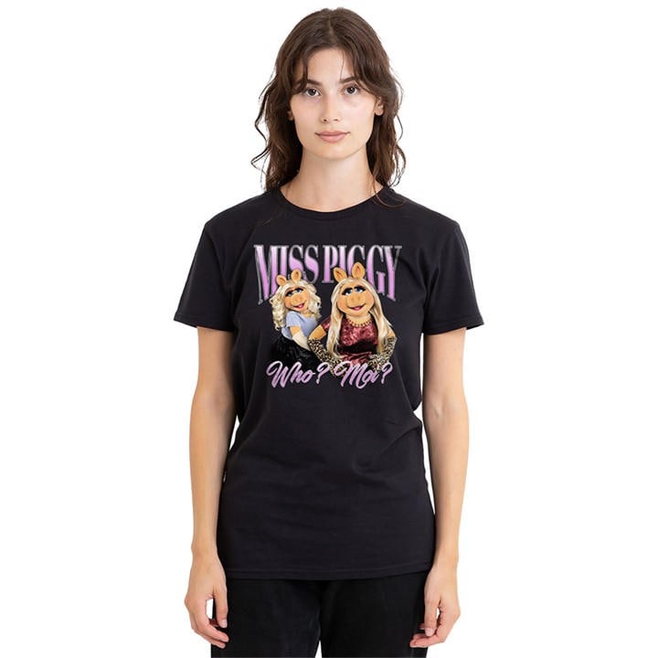 Disney Women's Black Muppets Miss Piggy Bootleg T-Shirt in Size L, Sports Direct