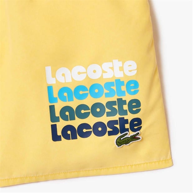 Yellow - Lacoste - Mid Length Washed Effect Swim Trunks