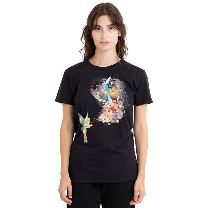 Disney Women's Black Fairies Tinker Bell Rosetta Silvermist Floral Fu, Sports Direct
