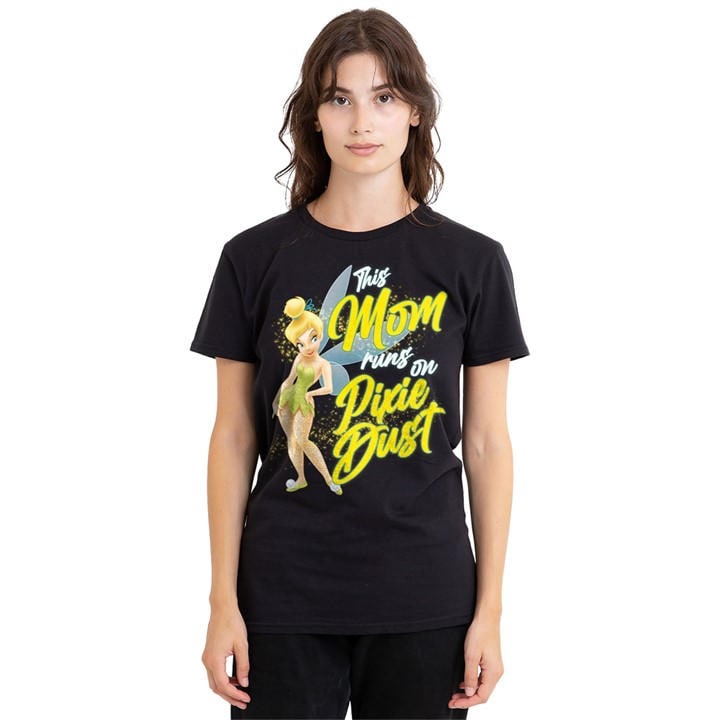 Disney Women's Black Tinker Bell Mothers Day Pixie Dust T-Shirt, Sports Direct
