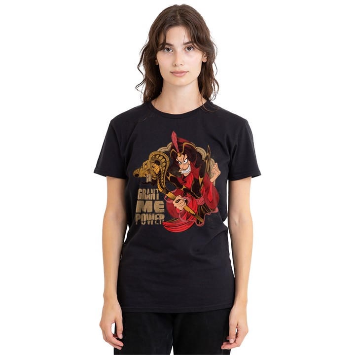 Disney Women's Black Jafar Grant Me Power Aladdin T-Shirt in Size XL, Sports Direct