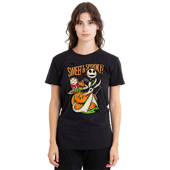 Disney Women's Black The Nightmare Before Christmas Spooky T-Shirt Bla, Sports Direct