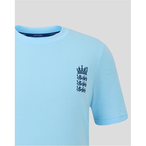 Airy Blue - Castore - Unisex Kids 26/27 England Cricket Crew Neck T-Shirt