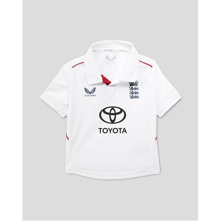 England   Kids  26/27  Cricket Test Shirt, Football by Castore in Size 5 - 6 Years, Sports Direct