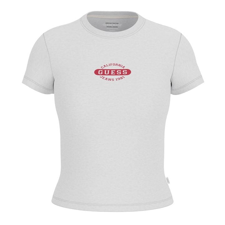 Guess Women's Grey Stamp Baby Tee in Size 14, Sports Direct