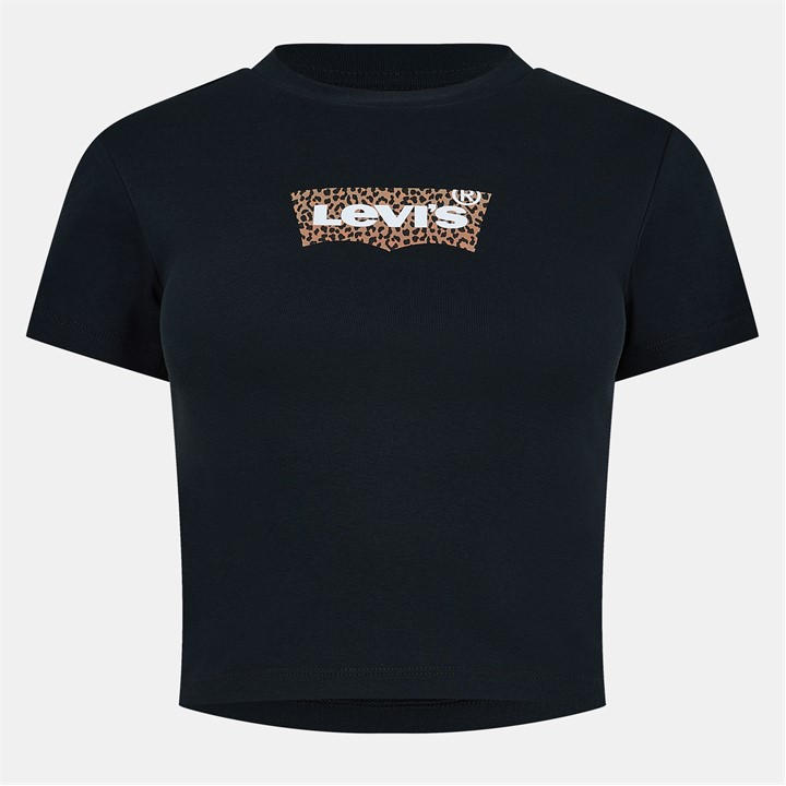 Levis Women's Black Short Sleeve Boxy Western Criss Cross Baby Tee in Size 16, Sports Direct