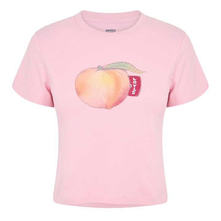 Levis Women's Pink Short Sleeve Boxy Western Criss Cross Baby Tee in Size 10, Sports Direct