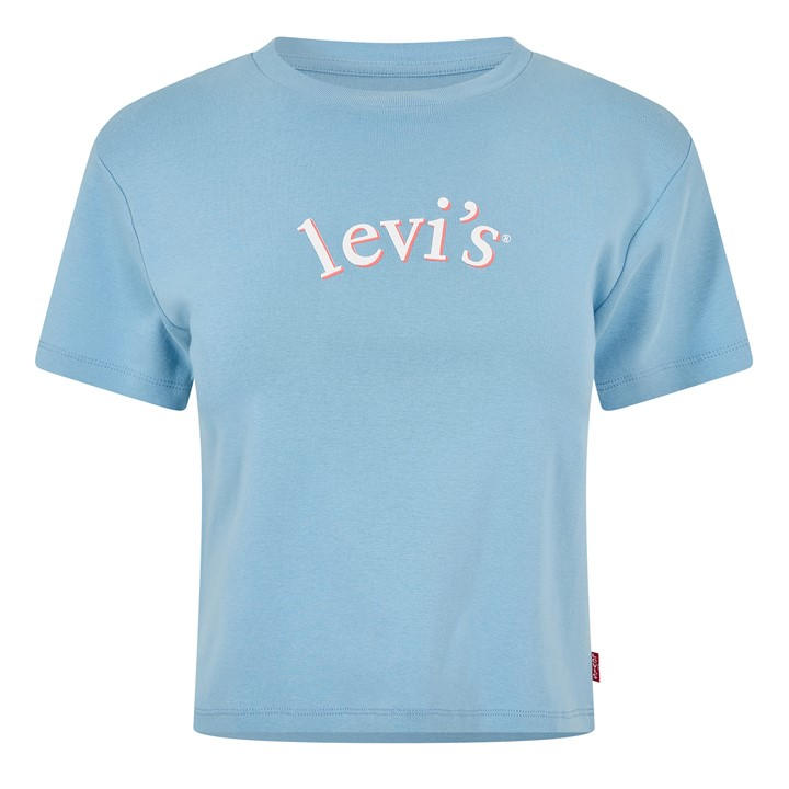Levis Women's Blue Short Sleeve Boxy Western Criss Cross Baby Tee in Size 16, Sports Direct