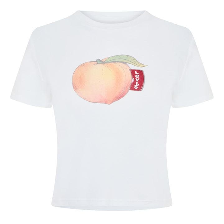Levis Women's White Short Sleeve Boxy Western Criss Cross Baby Tee in Size 8, Sports Direct