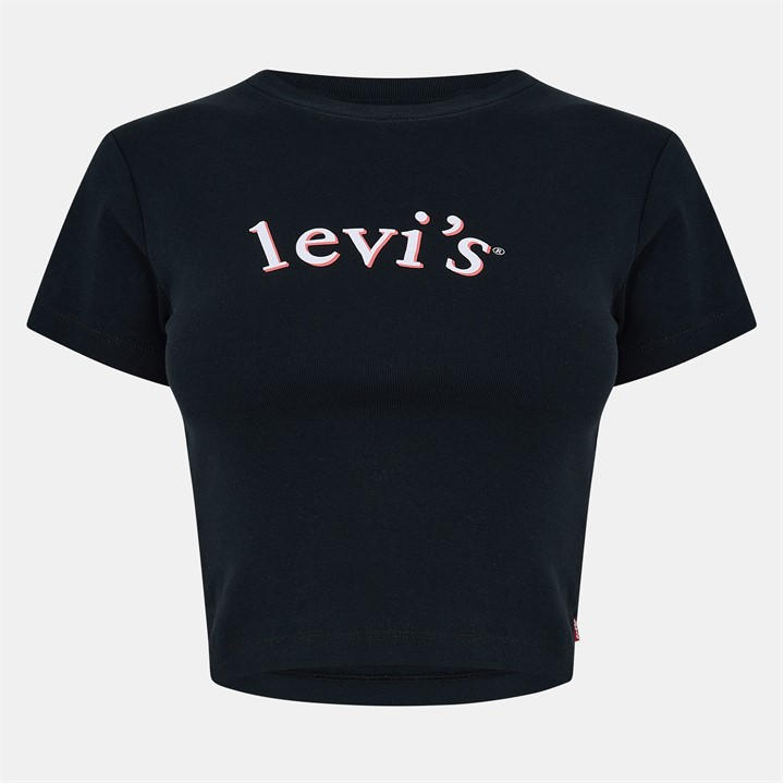 Levis Women's Black Short Sleeve Boxy Western Criss Cross Baby Tee in Size 14, Sports Direct