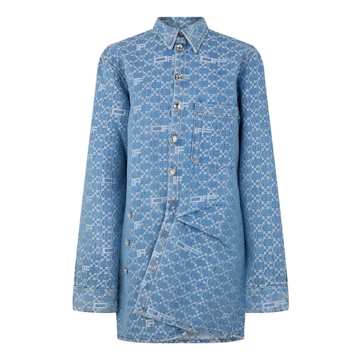 Off White Women's Blue Monogram Short Sleeve Mini Dress in Size 4, Sports Direct