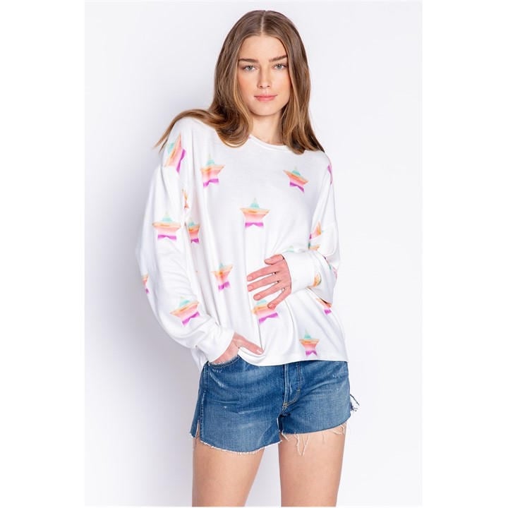 Pj Salvage Women's White Stardust Crew Neck Jumper in Size 14, Sports Direct