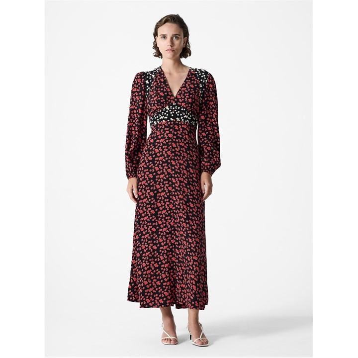 French Connection Women's Black Delphine Long Maxi Dress in Size 12, Sports Direct