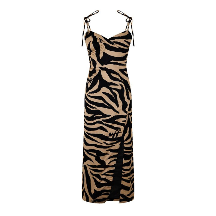 Off White Women's Black Zebra Print Midi Dress in Size 4, Sports Direct